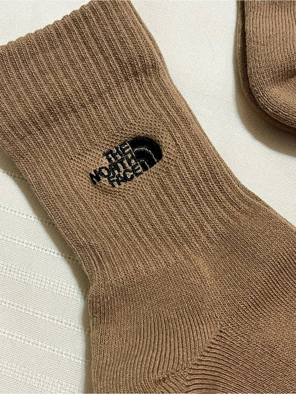 The North Face Brown Crew Socks with Black Logo